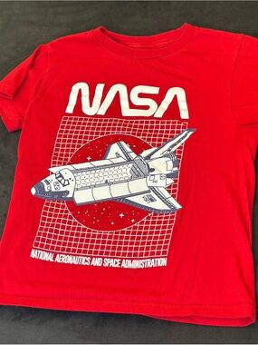 Red NASA Short Sleeve Graphic Tee for Kids